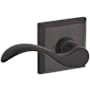 Baldwin Curve Left Handed Non-Turning One-Sided Surface Mount Dummy Door Lever with Square Rosette from the Reserve Collection Venetian Bronze