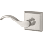 Baldwin Curve Left Handed Non-Turning One-Sided Surface Mount Dummy Door Lever with Square Rosette from the Reserve Collection Satin Nickel