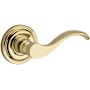 Baldwin Curve Non-Turning One-Sided Dummy Door Lever with Round Rose Lifetime Polished Brass