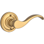 Baldwin Curve Non-Turning One-Sided Dummy Door Lever with Round Rose Lifetime Satin Brass