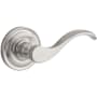 Baldwin Curve Non-Turning One-Sided Dummy Door Lever with Round Rose Satin Nickel
