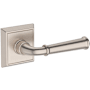 Baldwin Dunsmoor Non-Turning One-Sided Dummy Door Lever with Chamfered Square Rose from the Reserve Collection Satin Nickel