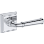 Baldwin Dunsmoor Non-Turning One-Sided Dummy Door Lever with Chamfered Square Rose from the Reserve Collection Polished Chrome