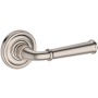 Baldwin Dunsmoor Non-Turning One-Sided Dummy Door Lever with Traditional Round Rose from the Reserve Collection Satin Nickel