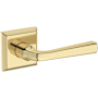 Baldwin Kingvale Non-Turning One-Sided Dummy Door Lever with Traditional Square Rose from the Reserve Collection Non-Lacquered Brass