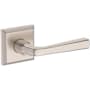 Baldwin Kingvale Non-Turning One-Sided Dummy Door Lever with Traditional Square Rose from the Reserve Collection Satin Nickel