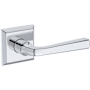 Baldwin Kingvale Non-Turning One-Sided Dummy Door Lever with Traditional Square Rose from the Reserve Collection Polished Chrome
