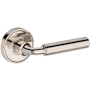 Baldwin La Conner Non-Turning One-Sided Dummy Door Lever with Recessed Round Rose from the Reserve Collection Lifetime Polished Nickel