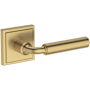 Baldwin La Conner Non-Turning One-Sided Dummy Door Lever with Stepped Square Rose from the Reserve Collection Lifetime Satin Brass