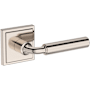 Baldwin La Conner Non-Turning One-Sided Dummy Door Lever with Stepped Square Rose from the Reserve Collection Lifetime Polished Nickel