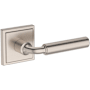 Baldwin La Conner Non-Turning One-Sided Dummy Door Lever with Stepped Square Rose from the Reserve Collection Satin Nickel