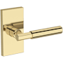 Baldwin Riddling Non-Turning One-Sided Dummy Door Lever with Contemporary 5" Rose from the Reserve Collection Non-Lacquered Brass