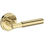 Baldwin Riddling Non-Turning One-Sided Dummy Door Lever with Stepped Round Rose from the Reserve Collection Non-Lacquered Brass
