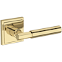 Baldwin Riddling Non-Turning One-Sided Dummy Door Lever with Stepped Square Rose from the Reserve Collection Non-Lacquered Brass