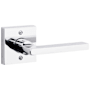 Baldwin Square Non-Turning One-Sided Dummy Door Lever with Square Rose Polished Chrome