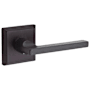 Baldwin Square Non-Turning One-Sided Surface Mount Dummy Door Lever with Square Rosette from the Reserve Collection Venetian Bronze