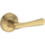 Baldwin Wyndcliff Non-Turning One-Sided Dummy Door Lever with Recessed Round Rose from the Reserve Collection Lifetime Satin Brass