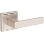 Baldwin Sharpewood Non-Turning One-Sided Dummy Door Lever with Stepped Square Rose from the Reserve Collection Satin Nickel