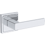 Baldwin Sharpewood Non-Turning One-Sided Dummy Door Lever with Stepped Square Rose from the Reserve Collection Polished Chrome