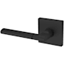 Baldwin L021 Left Handed Non-Turning One-Sided Dummy Door Lever with R017 Rose from the Estate Collection Satin Black