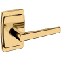 Baldwin L024 Right Handed Non-Turning One-Sided Dummy Door Lever with R046 Rose from the Estate Collection Lifetime Polished Brass