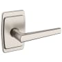 Baldwin L024 Right Handed Non-Turning One-Sided Dummy Door Lever with R046 Rose from the Estate Collection Lifetime Satin Nickel