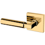 Baldwin L029 Gramercy Left Handed Non-Turning One-Sided Dummy Door Lever with R017 Rose from the Estate Collection Non-Lacquered Brass