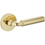 Baldwin Curved Gramercy Non-Turning Two-Sided Dummy Door Lever Set with 5046 Rose from the Estate Collection Lifetime Polished Brass