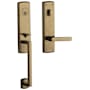 Baldwin Soho Left Hand Single Cylinder Mortise Entrance Handleset Trim Set with 5485 Estate Collection Lever Satin Brass and Black