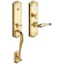 Baldwin Bethpage Left Hand Single Cylinder Mortise Entrance Handleset Trim Set with 5447 Lever from the Estate Collection Lifetime Polished Brass