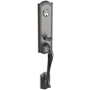 Baldwin Bethpage Right Hand Single Cylinder Mortise Entrance Handleset Trim Set with 5447 Lever from the Estate Collection Lifetime Graphite Nickel