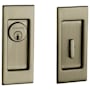 Baldwin Santa Monica Keyed Entry Pocket Door Lock from the Estate Collection Satin Brass and Black