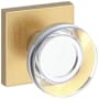 Baldwin Contemporary Crystal Passage Door Knob Set with Contemporary Square Rose from the Reserve Collection Lifetime Satin Brass