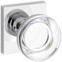 Baldwin Contemporary Crystal Passage Door Knob Set with Contemporary Square Rose from the Reserve Collection Polished Chrome