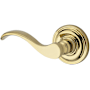 Baldwin Curve Passage Leverset with Traditional Round Rose - Left Handed Lifetime Polished Brass