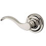 Baldwin Curve Passage Leverset with Traditional Round Rose - Left Handed Lifetime Polished Nickel