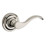 Baldwin Curve Passage Leverset with Traditional Round Rose Lifetime Polished Nickel