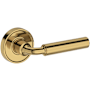 Baldwin La Conner Passage Door Lever Set with Recessed Round Rose from the Reserve Collection Lifetime Polished Brass