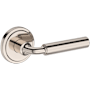Baldwin La Conner Passage Door Lever Set with Stepped Round Rose from the Reserve Collection Lifetime Polished Nickel
