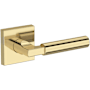Baldwin Lake Forest Passage Door Lever Set with Contemporary Square Rose from the Reserve Collection Non-Lacquered Brass