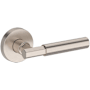 Baldwin Riddling Passage Door Lever Set with Contemporary Round Rose from the Reserve Collection Satin Nickel