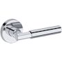 Baldwin Riddling Passage Door Lever Set with Contemporary Round Rose from the Reserve Collection Polished Chrome