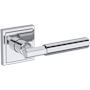 Baldwin Riddling Passage Door Lever Set with Stepped Square Rose from the Reserve Collection Polished Chrome