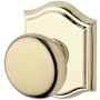 Baldwin Round Passage Door Knob with Arch Rose Lifetime Polished Brass