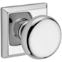 Baldwin Round Passage Door Knob with Square Rose Polished Chrome