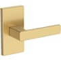 Baldwin Sharpewood Passage Door Lever Set with Contemporary 5" Rose from the Reserve Collection Lifetime Satin Brass