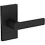 Baldwin Sharpewood Passage Door Lever Set with Contemporary 5" Rose from the Reserve Collection Satin Black