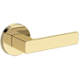 Baldwin Sharpewood Passage Door Lever Set with Contemporary Round Rose from the Reserve Collection Non-Lacquered Brass