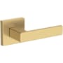 Baldwin Sharpewood Passage Door Lever Set with Contemporary Square Rose from the Reserve Collection Lifetime Satin Brass