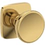 Baldwin Solvang Passage Door Knob Set with Soft Square Rose from the Reserve Collection Lifetime Polished Brass